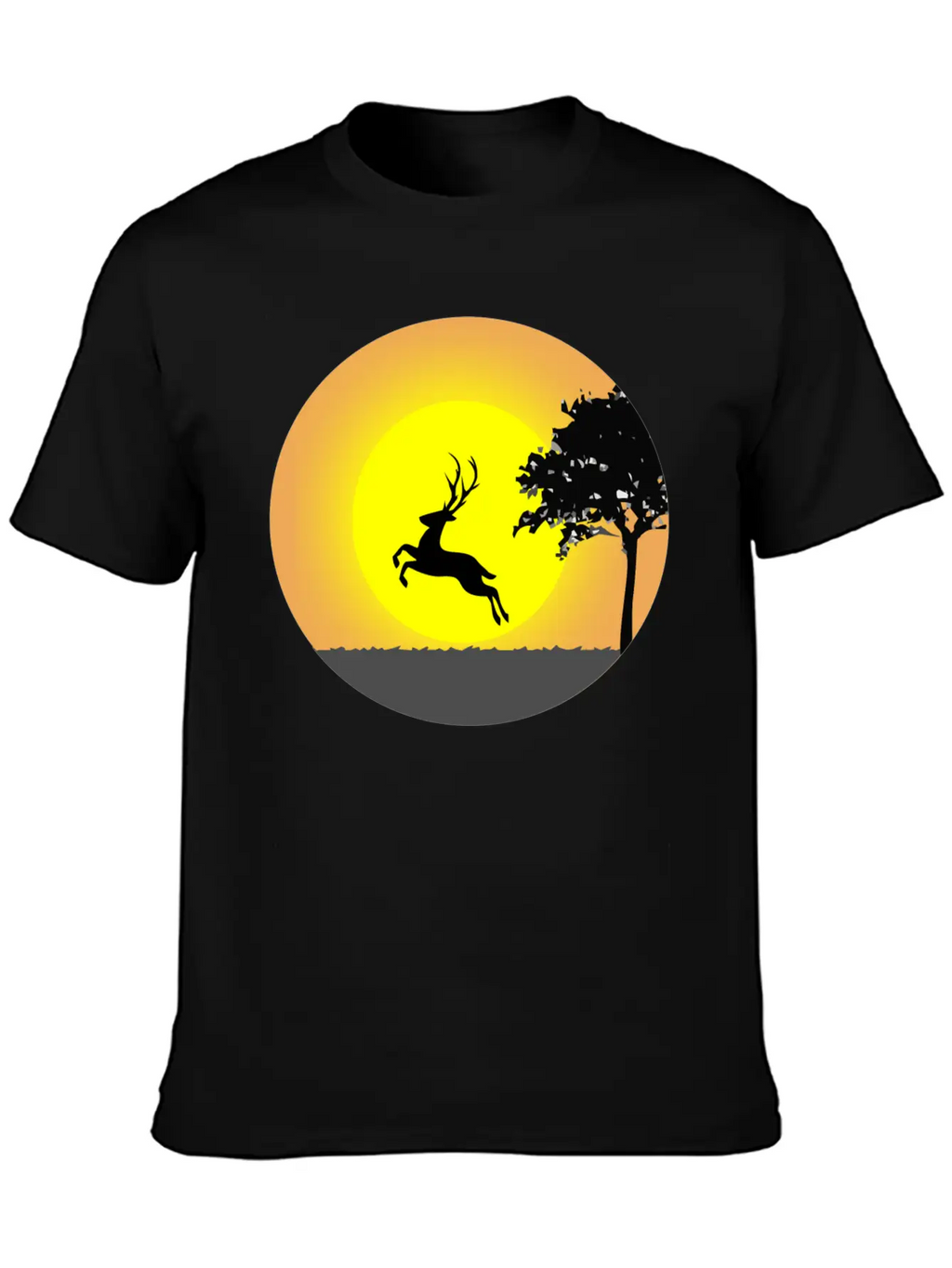 Deer Sunset Sun Unisex Short Sleeve Soft Cotton T-Shirt – Casual Everyday Wear