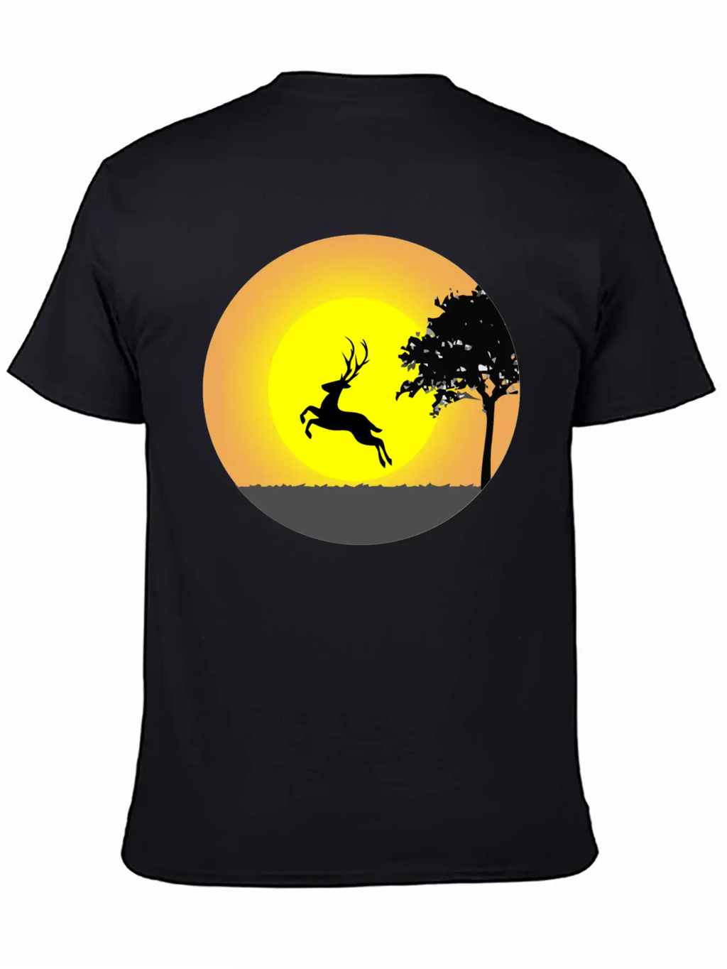 Deer Sunset Sun Unisex Short Sleeve Soft Cotton T-Shirt – Casual Everyday Wear