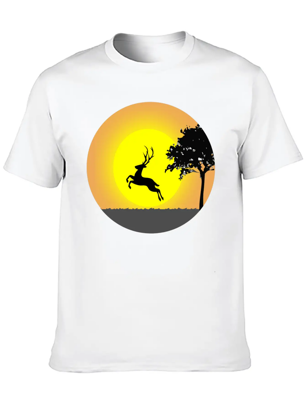 Deer Sunset Sun Unisex Short Sleeve Soft Cotton T-Shirt – Casual Everyday Wear