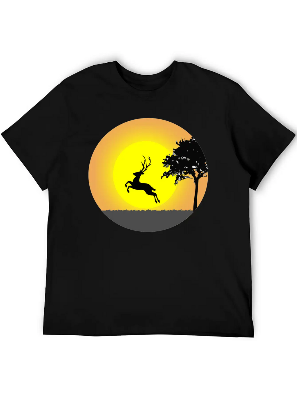 Deer Sunset Sun Unisex Short Sleeve Soft Cotton T-Shirt – Casual Everyday Wear