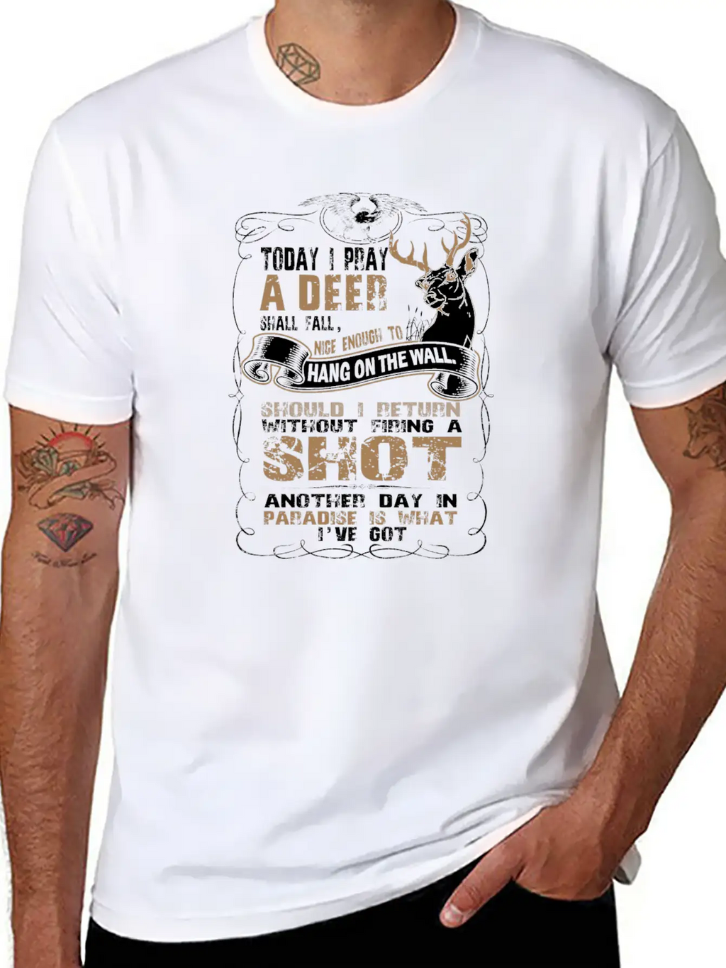 Deer - Today I Pray A Deer Hang On The Wall Breathable Soft Cotton T-Shirt – Timeless Casual Look