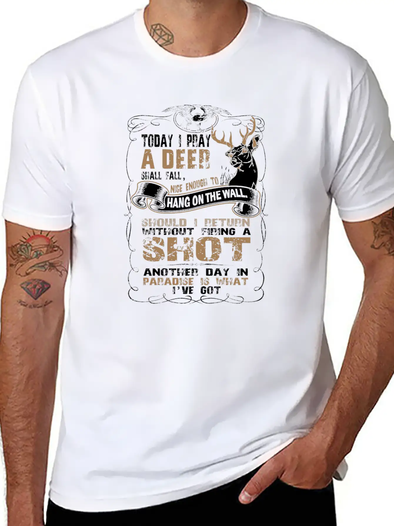 Deer - Today I Pray A Deer Hang On The Wall Breathable Soft Cotton T-Shirt – Timeless Casual Look