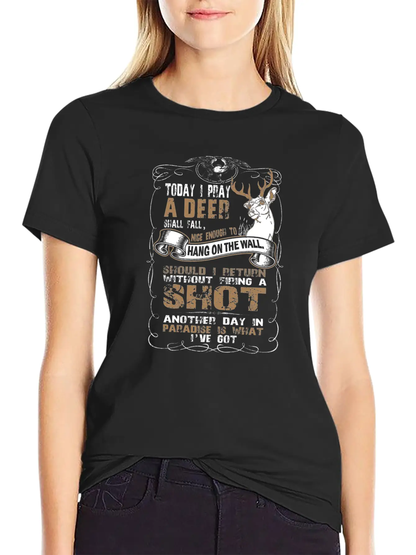 Deer - Today I Pray A Deer Hang On The Wall Breathable Soft Cotton T-Shirt – Timeless Casual Look