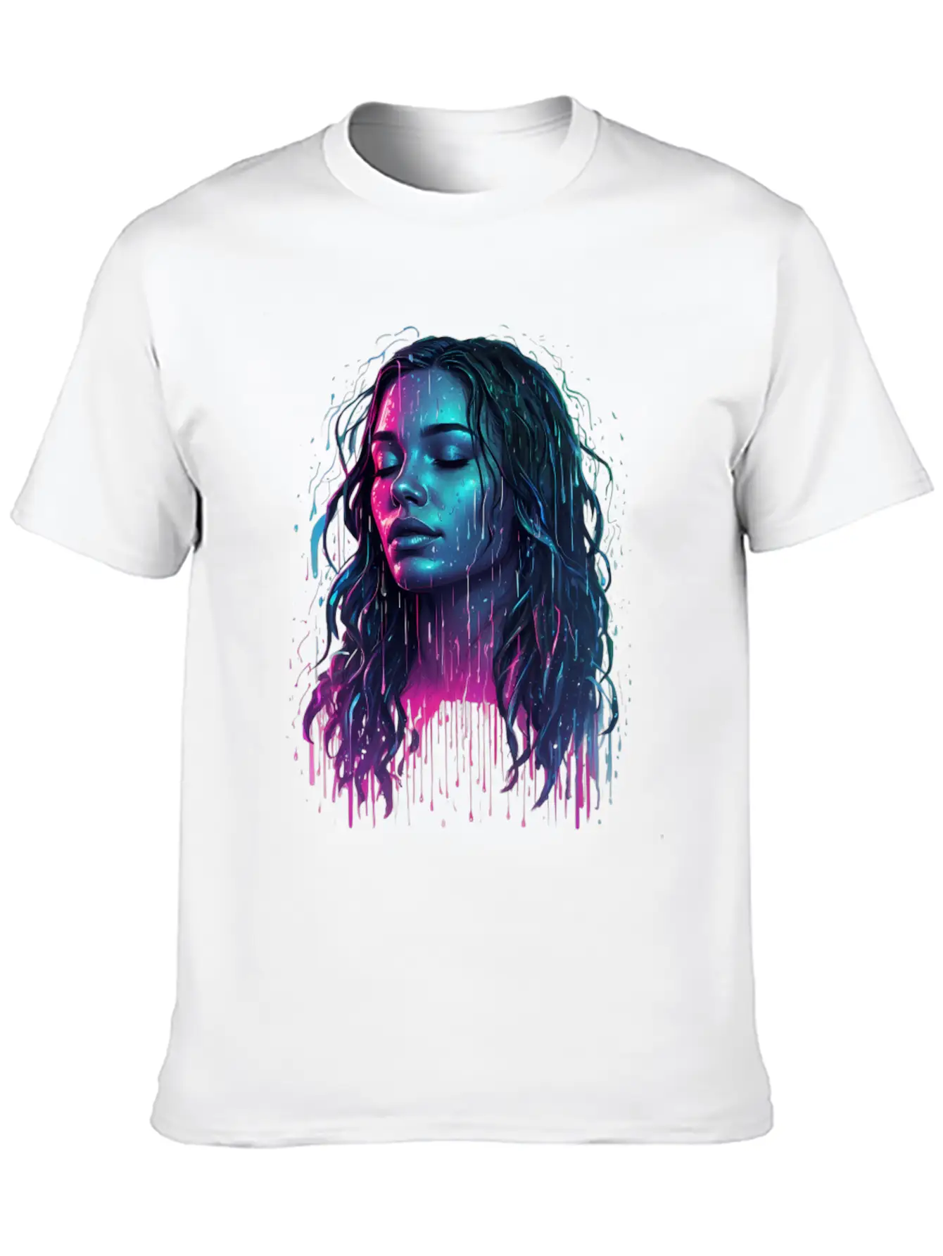 Default Neon Drawing Of A Woman Feel Deep Harmony Unisex Casual T-Shirt – Clean Design For Daily Comfort