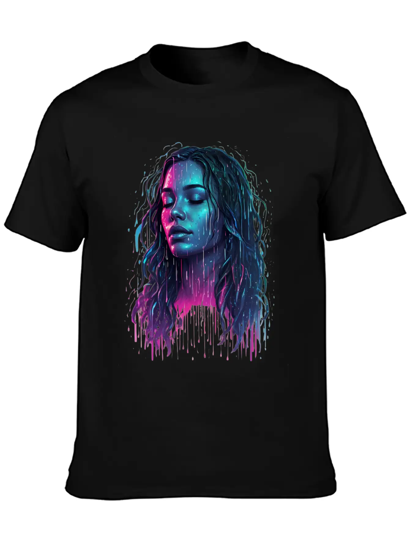 Default Neon Drawing Of A Woman Feel Deep Harmony Unisex Casual T-Shirt – Clean Design For Daily Comfort