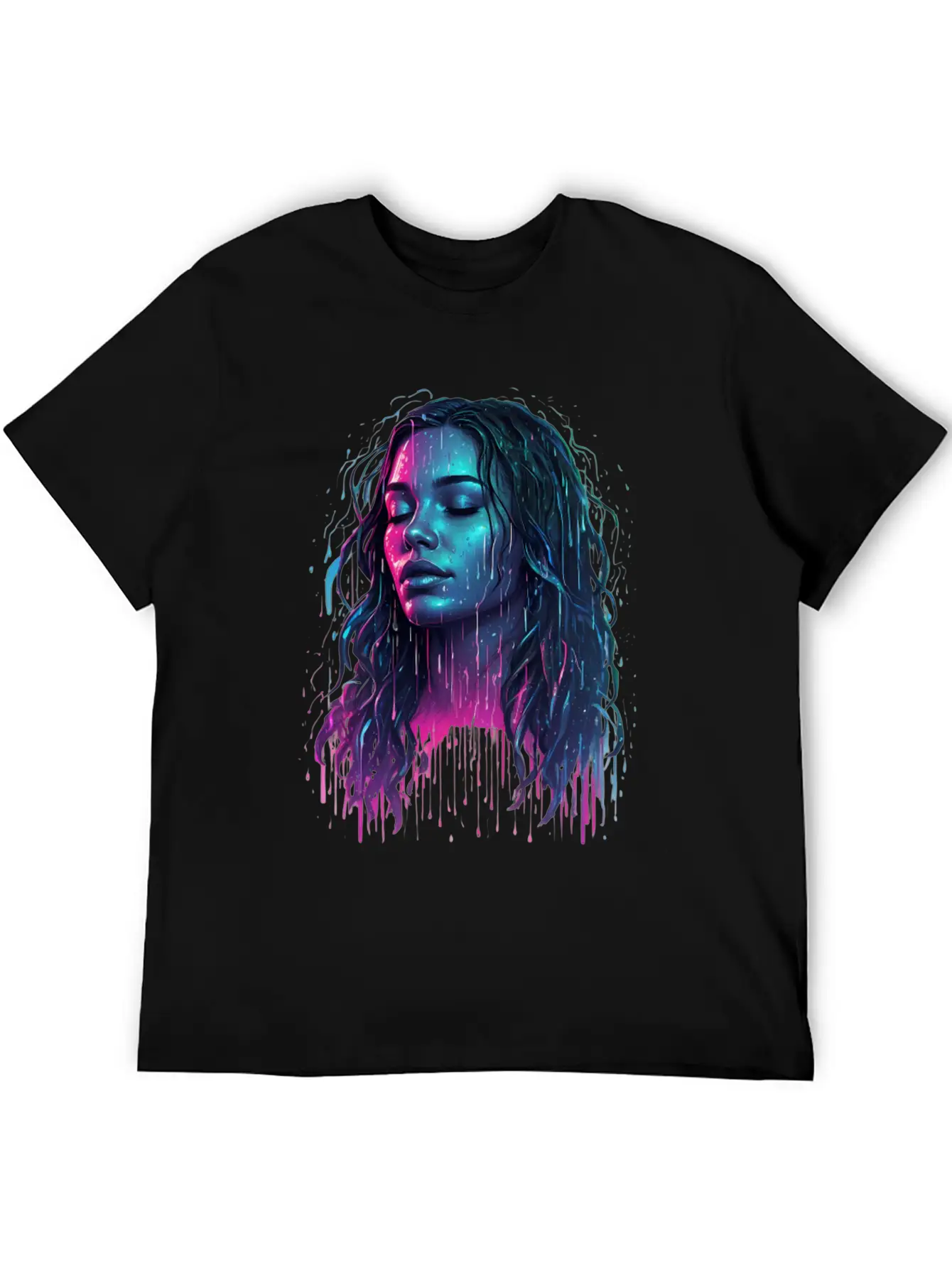 Default Neon Drawing Of A Woman Feel Deep Harmony Unisex Casual T-Shirt – Clean Design For Daily Comfort