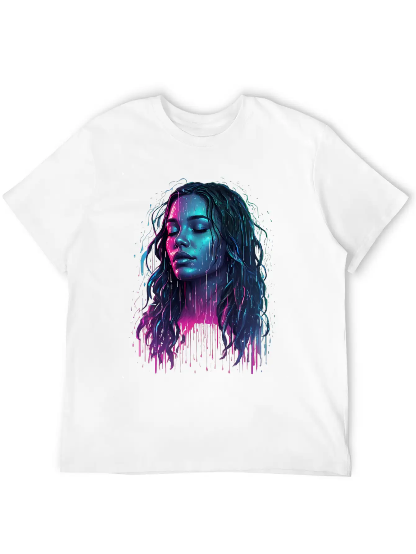 Default Neon Drawing Of A Woman Feel Deep Harmony Unisex Casual T-Shirt – Clean Design For Daily Comfort