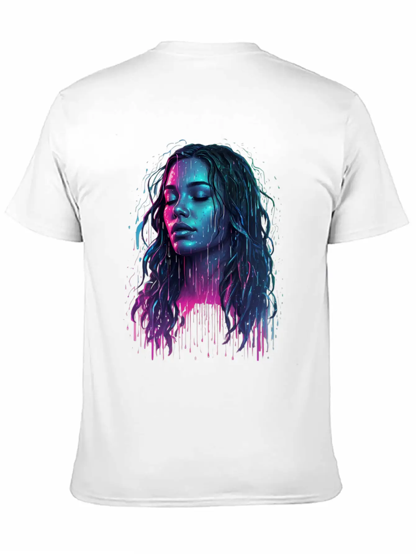 Default Neon Drawing Of A Woman Feel Deep Harmony Unisex Casual T-Shirt – Clean Design For Daily Comfort