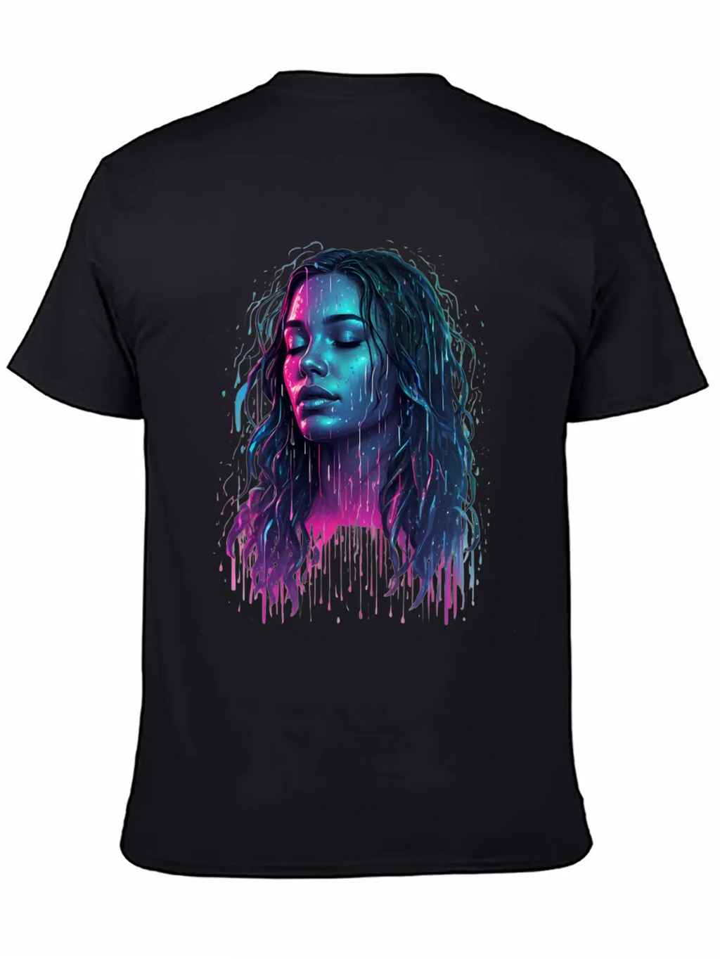 Default Neon Drawing Of A Woman Feel Deep Harmony Unisex Casual T-Shirt – Clean Design For Daily Comfort