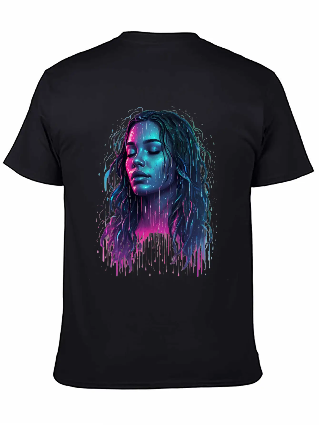 Default Neon Drawing Of A Woman Feel Deep Harmony Unisex Casual T-Shirt – Clean Design For Daily Comfort