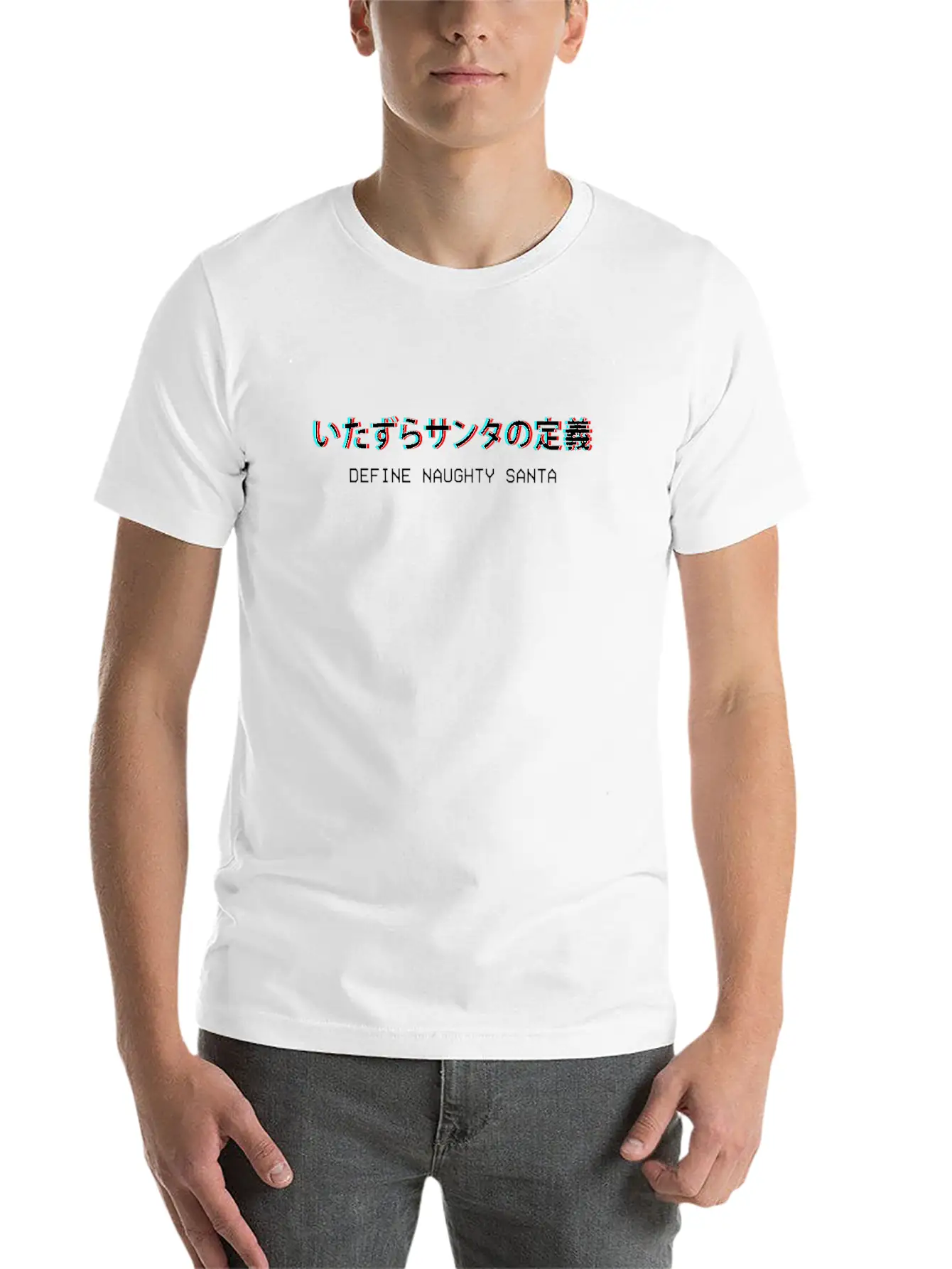 Define Naughty Santa Japanese Vaporwave Aesthetic Stylish Everyday T-Shirt – Unisex Basic Cotton Tee