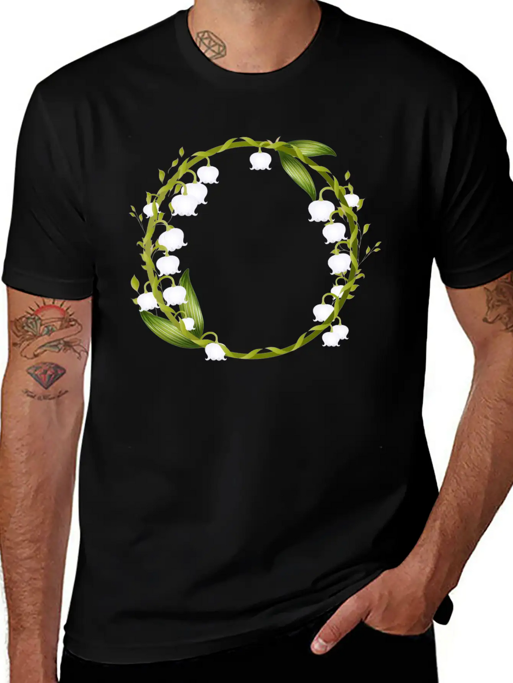 Delicate Spring Wreath Of Lilies Of The Valley Breathable Graphic T-Shirt – Perfect For Casual Days