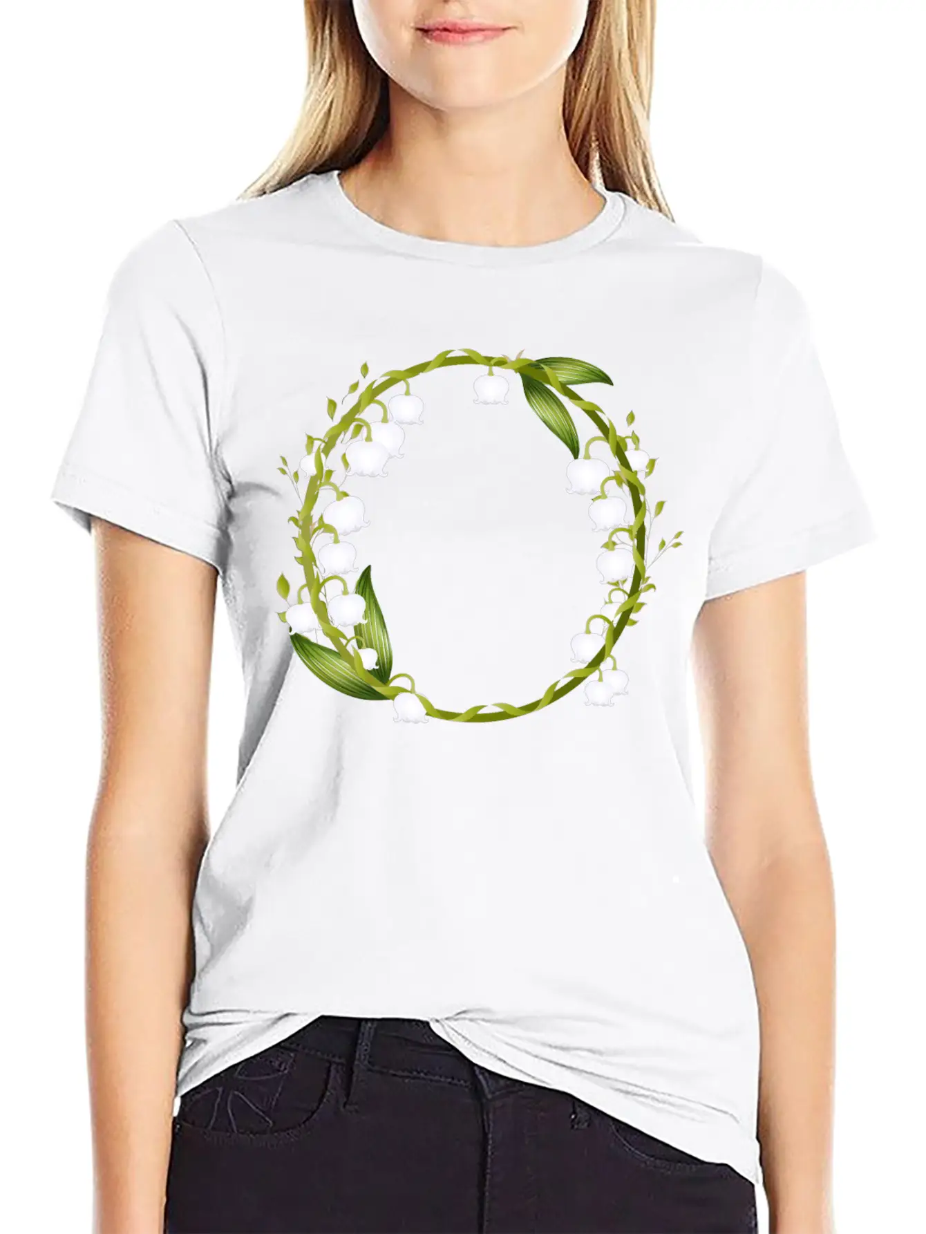 Delicate Spring Wreath Of Lilies Of The Valley Breathable Graphic T-Shirt – Perfect For Casual Days