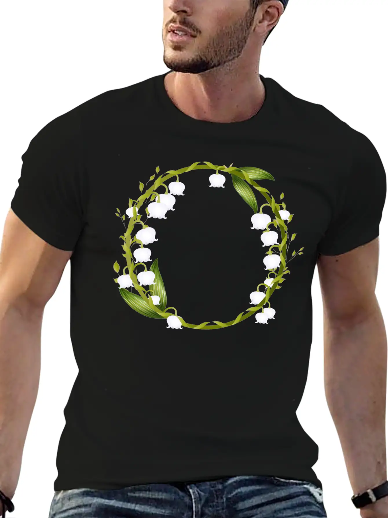 Delicate Spring Wreath Of Lilies Of The Valley Breathable Graphic T-Shirt – Perfect For Casual Days