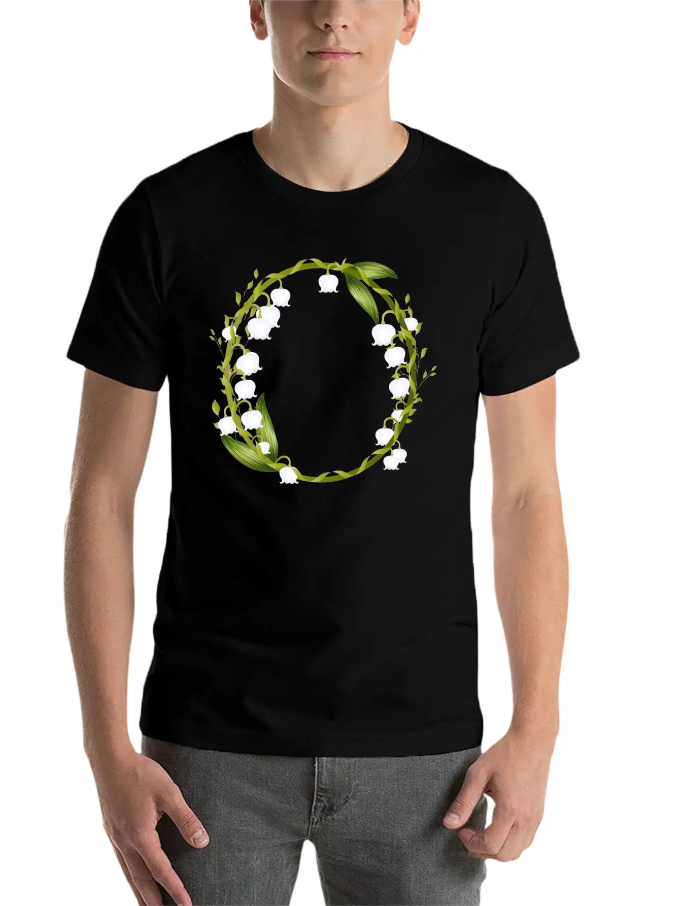 Delicate Spring Wreath Of Lilies Of The Valley Breathable Graphic T-Shirt – Perfect For Casual Days