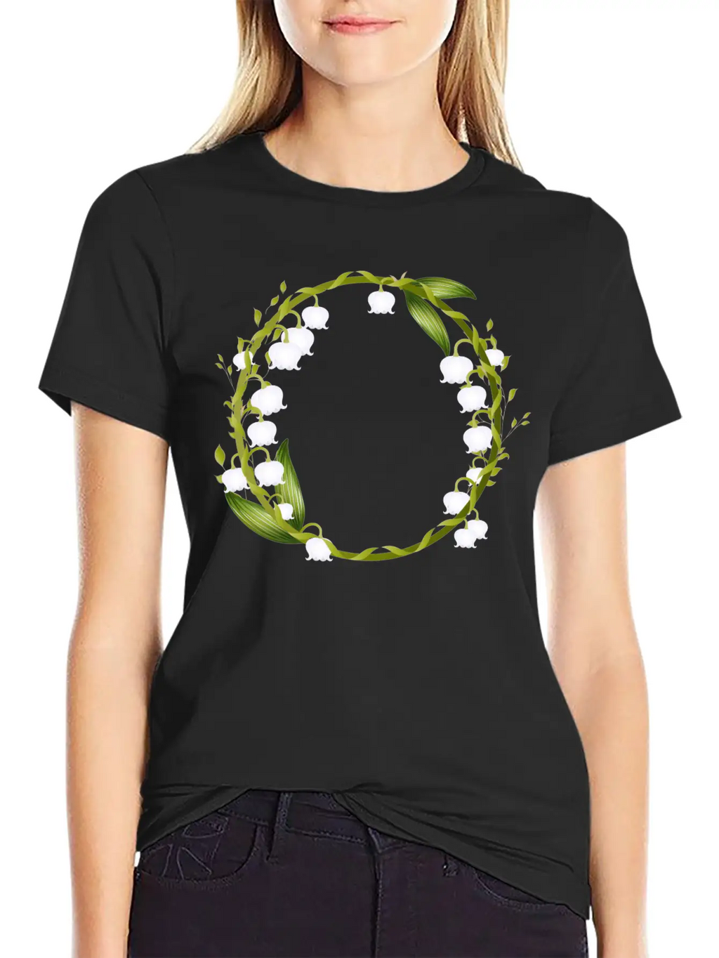 Delicate Spring Wreath Of Lilies Of The Valley Breathable Graphic T-Shirt – Perfect For Casual Days