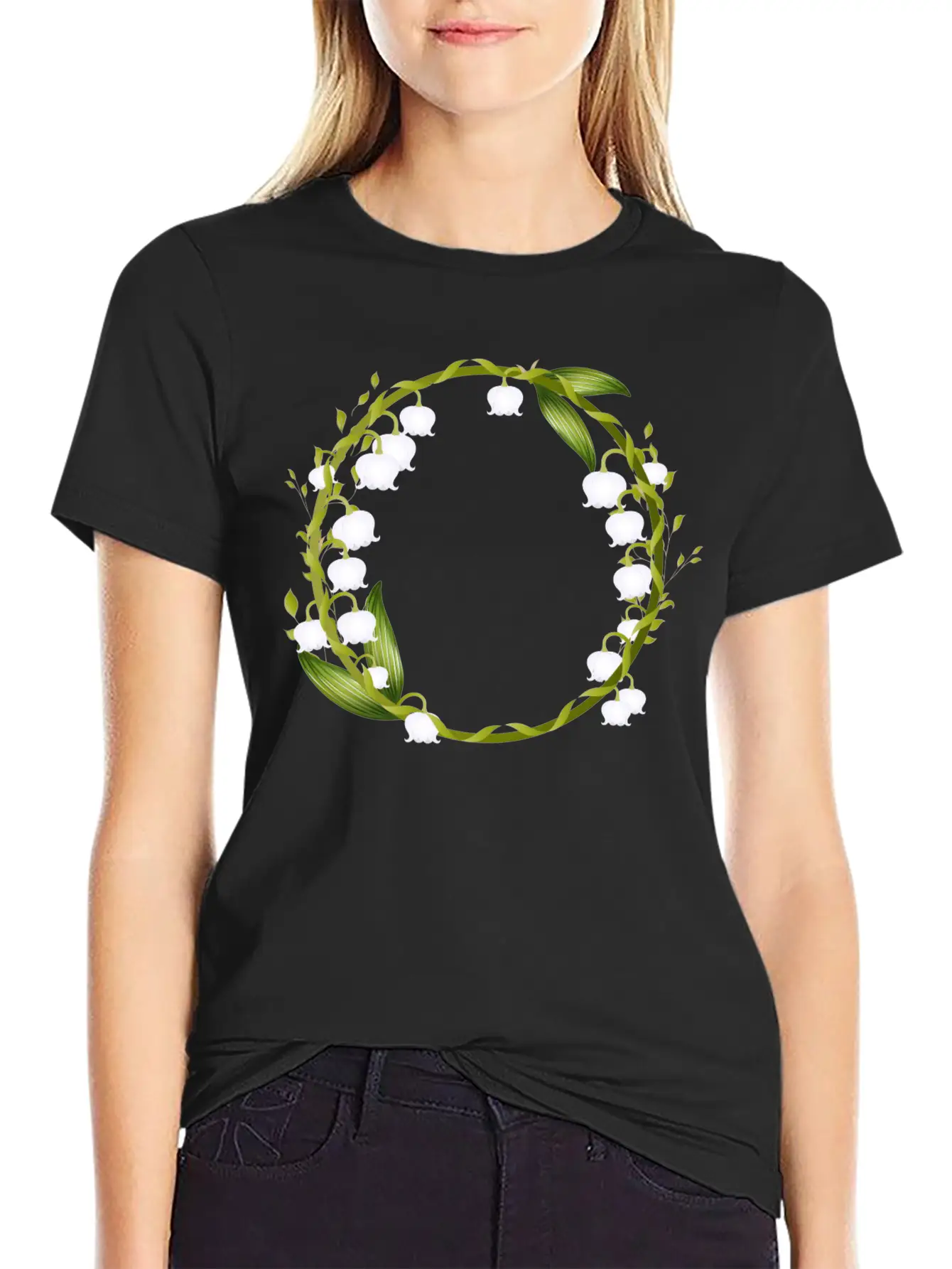 Delicate Spring Wreath Of Lilies Of The Valley Breathable Graphic T-Shirt – Perfect For Casual Days