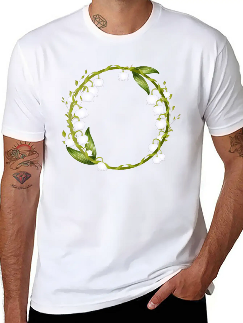Delicate Spring Wreath Of Lilies Of The Valley Breathable Graphic T-Shirt – Perfect For Casual Days
