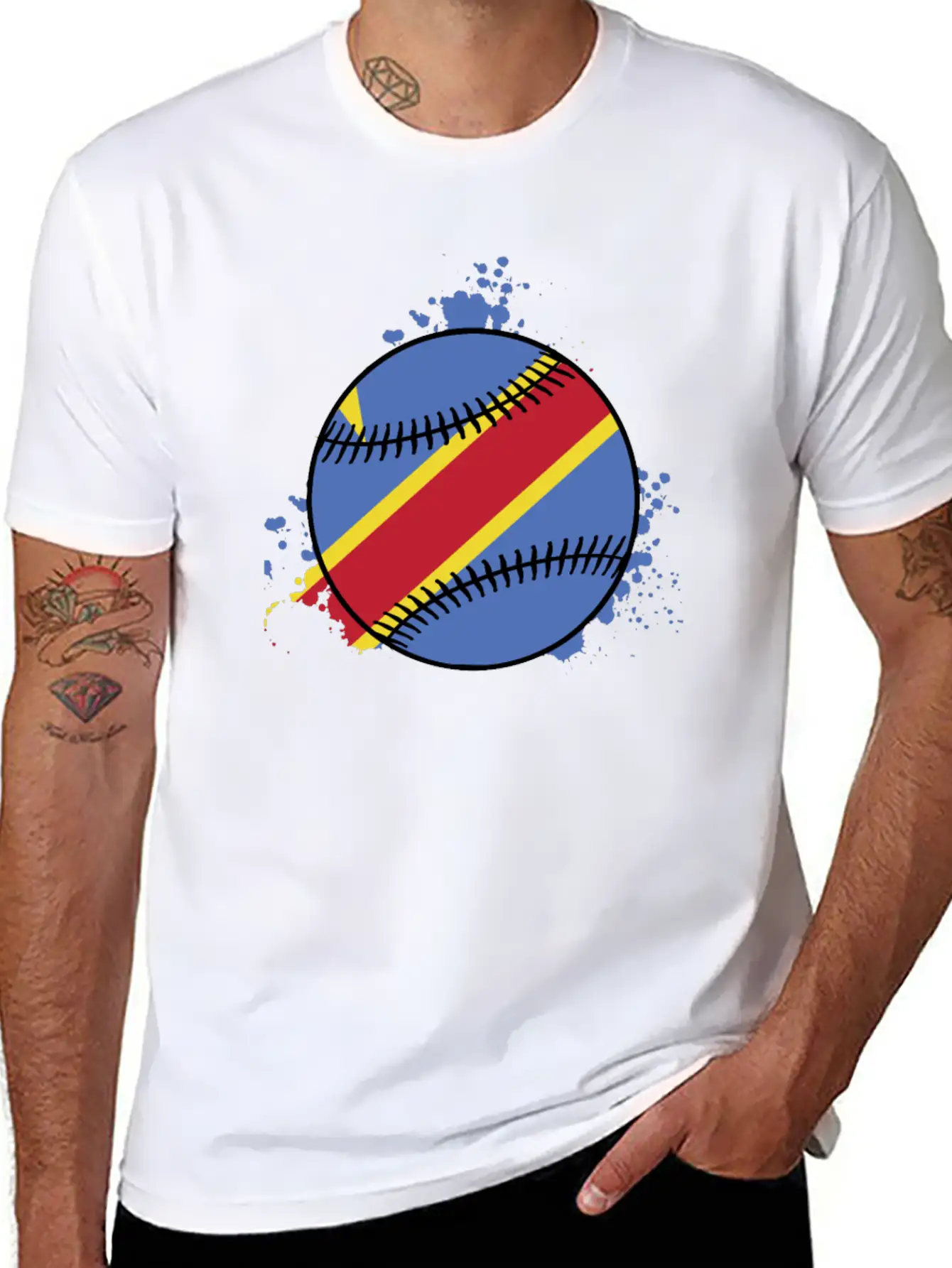 DEMOCRATIC REPUBLIC OF CONGO BASEBALL Unisex Short Sleeve Soft Cotton T-Shirt – Casual Everyday Wear