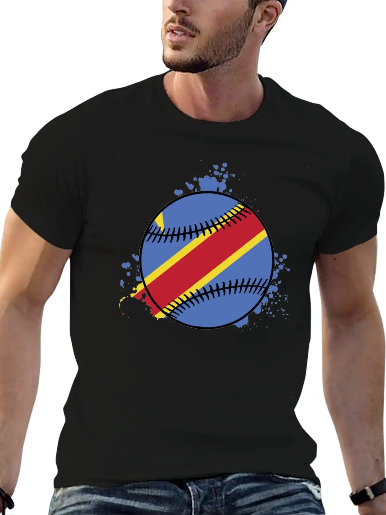 DEMOCRATIC REPUBLIC OF CONGO BASEBALL Unisex Short Sleeve Soft Cotton T-Shirt – Casual Everyday Wear