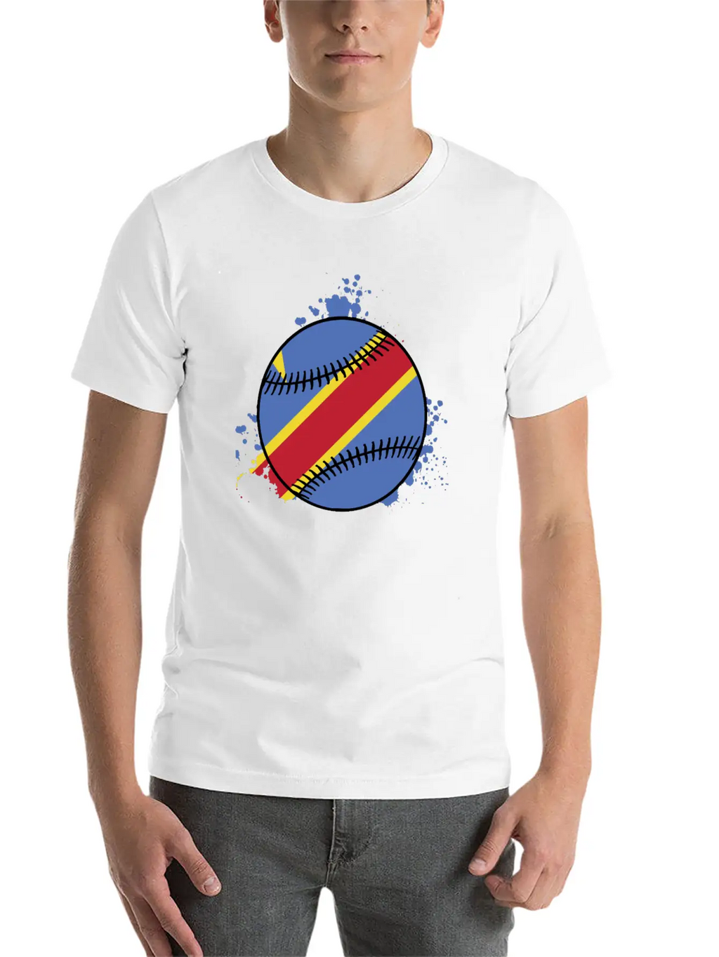 DEMOCRATIC REPUBLIC OF CONGO BASEBALL Unisex Short Sleeve Soft Cotton T-Shirt – Casual Everyday Wear