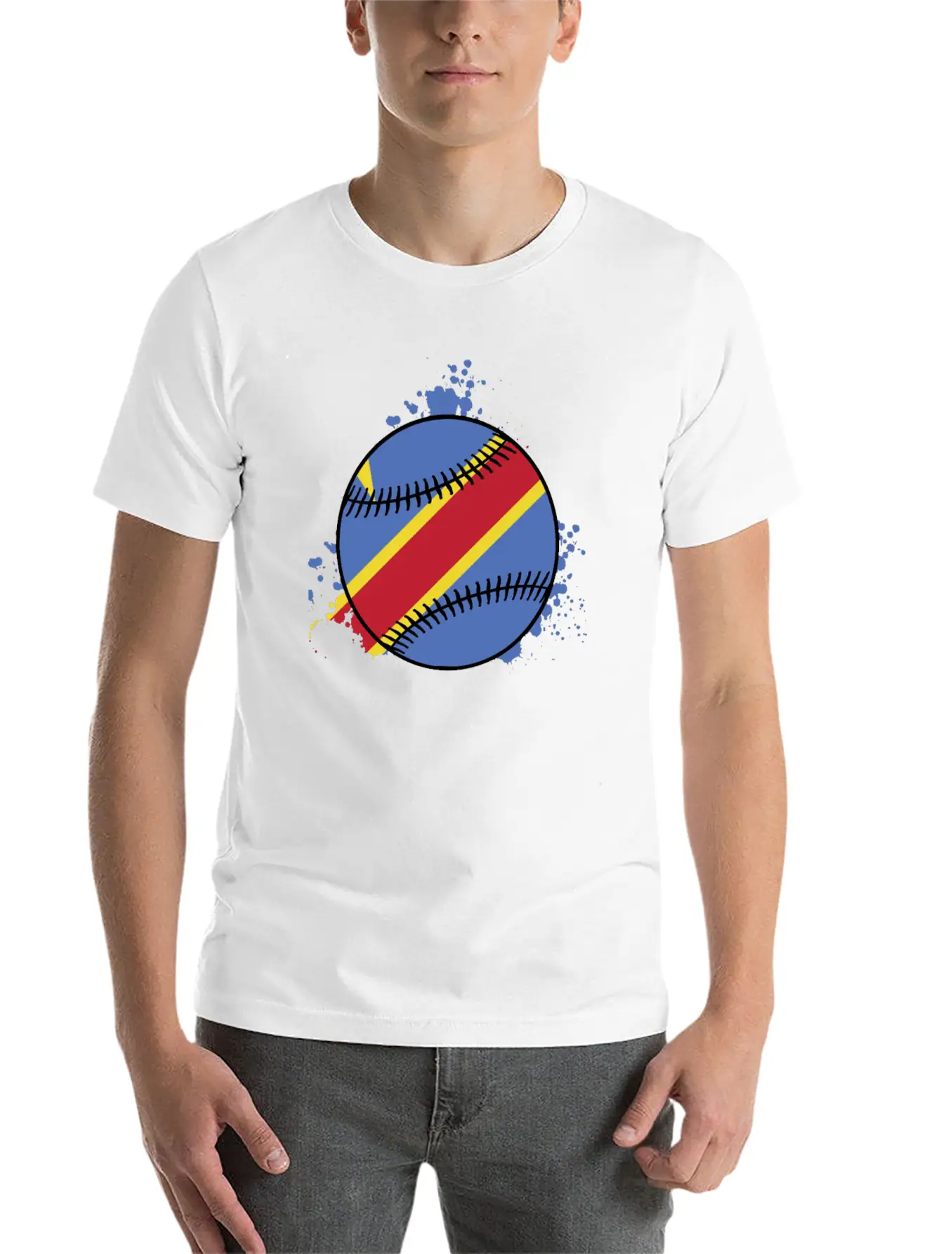 DEMOCRATIC REPUBLIC OF CONGO BASEBALL Unisex Short Sleeve Soft Cotton T-Shirt – Casual Everyday Wear