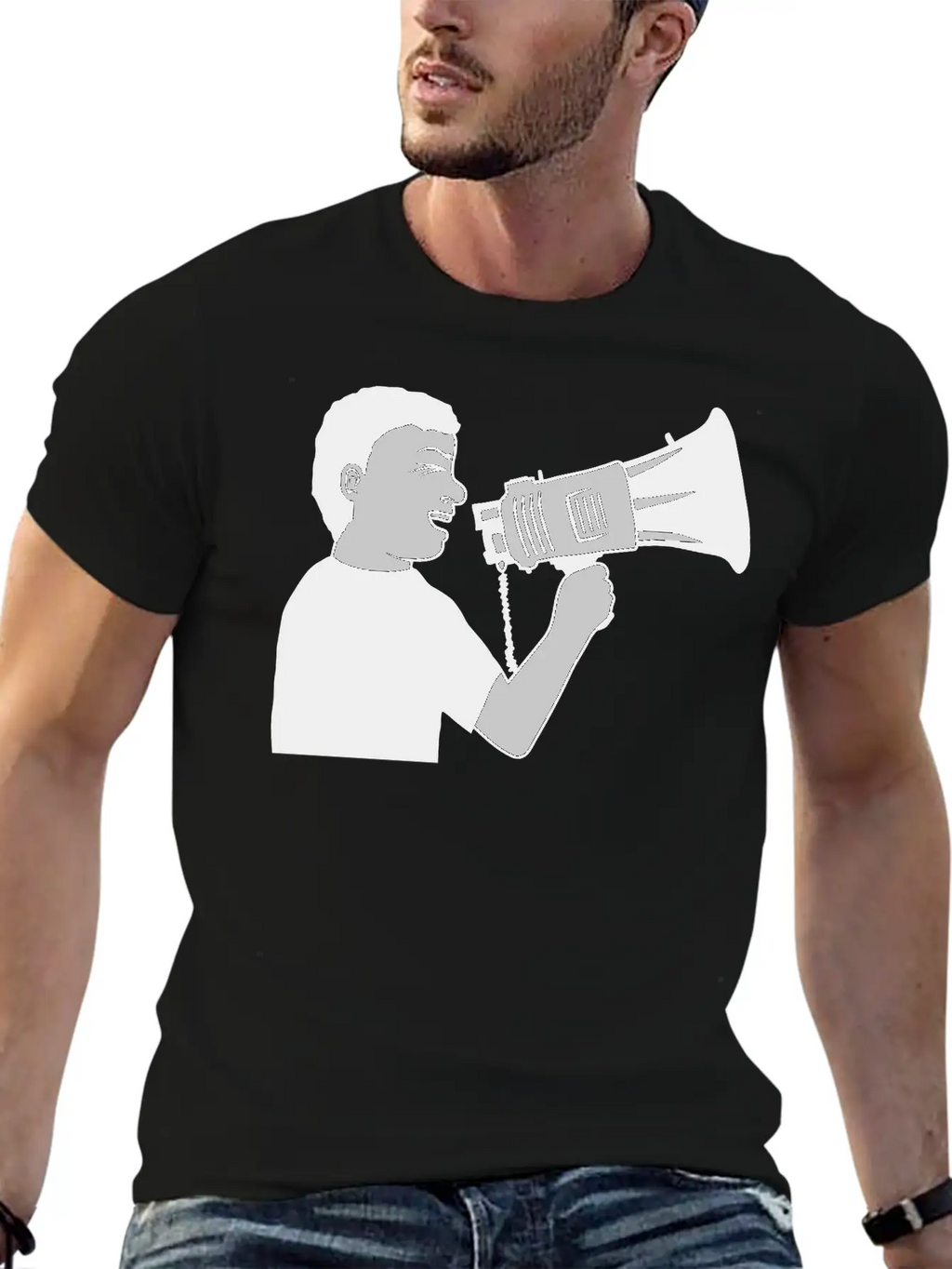 Demonstration Megaphone Propaganda Man Unisex Casual T-Shirt – Clean Design For Daily Comfort