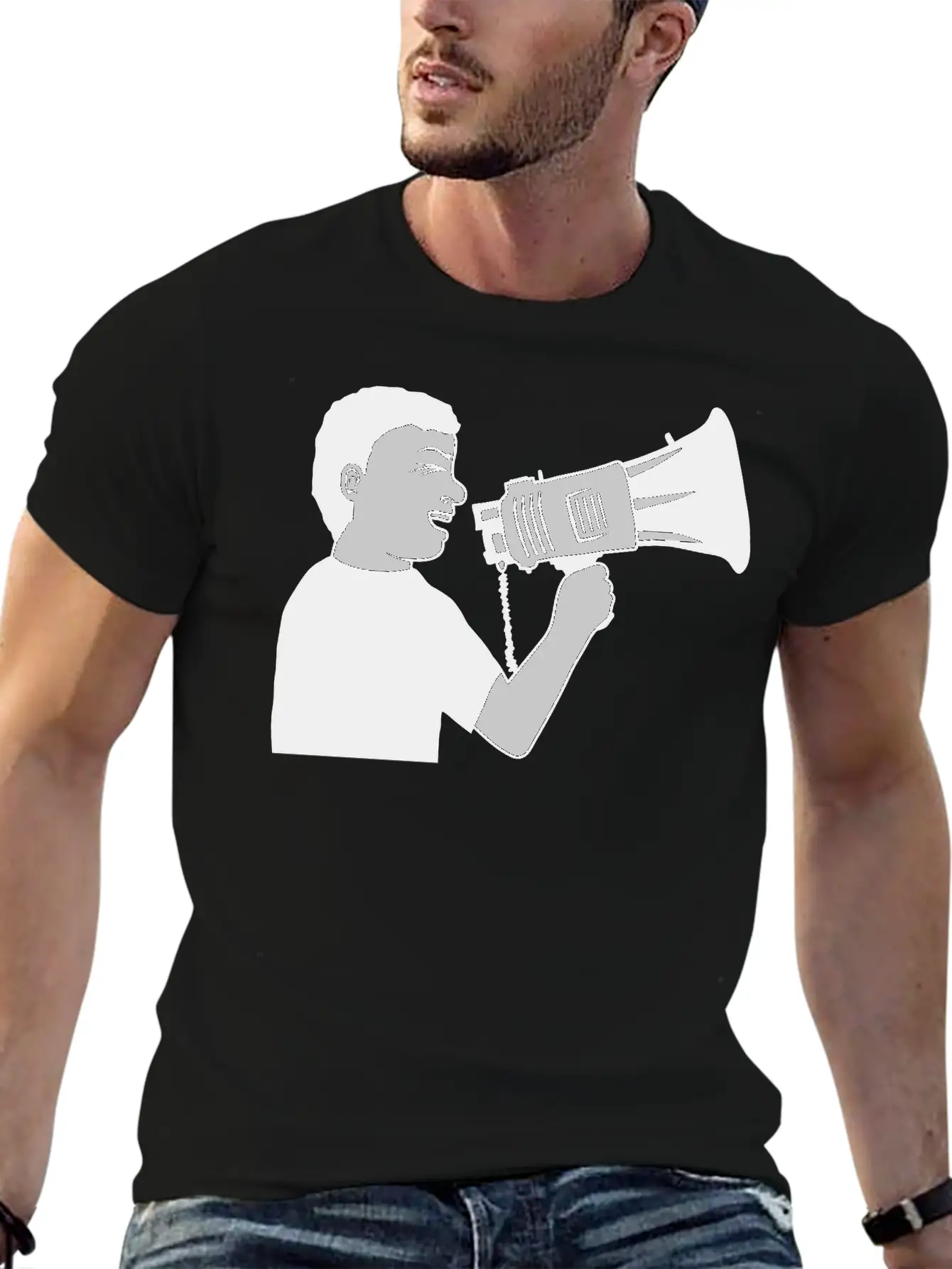 Demonstration Megaphone Propaganda Man Unisex Casual T-Shirt – Clean Design For Daily Comfort