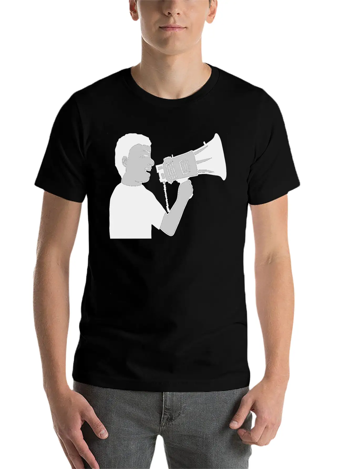 Demonstration Megaphone Propaganda Man Unisex Casual T-Shirt – Clean Design For Daily Comfort