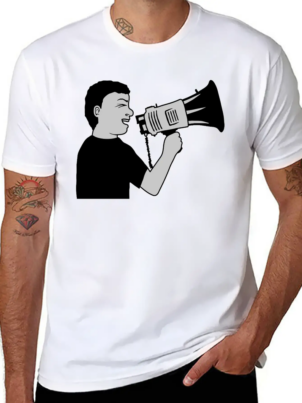 Demonstration Megaphone Propaganda Man Unisex Casual T-Shirt – Clean Design For Daily Comfort