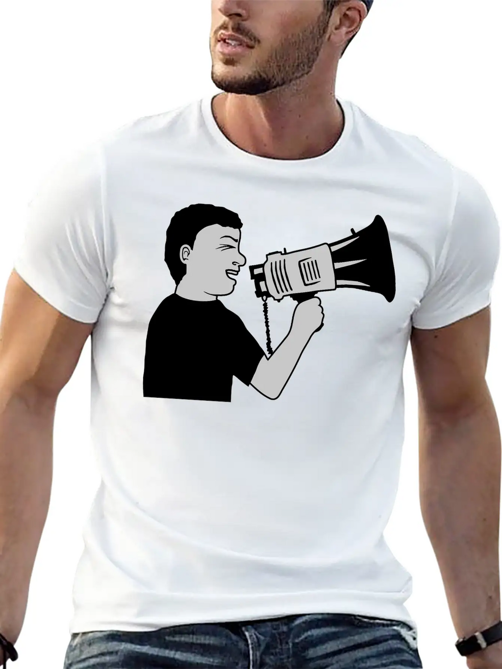 Demonstration Megaphone Propaganda Man Unisex Casual T-Shirt – Clean Design For Daily Comfort