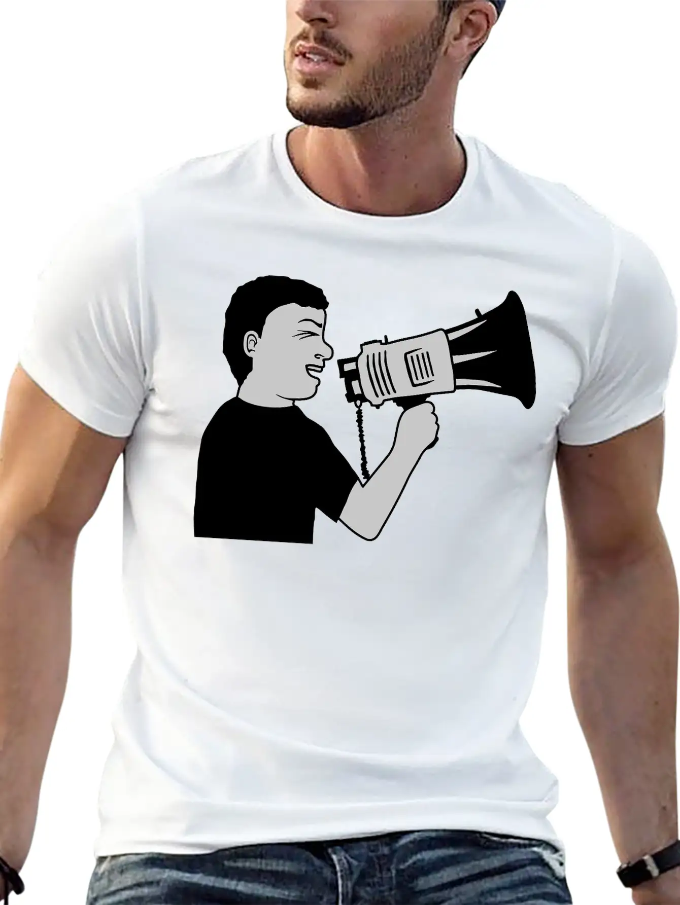 Demonstration Megaphone Propaganda Man Unisex Casual T-Shirt – Clean Design For Daily Comfort