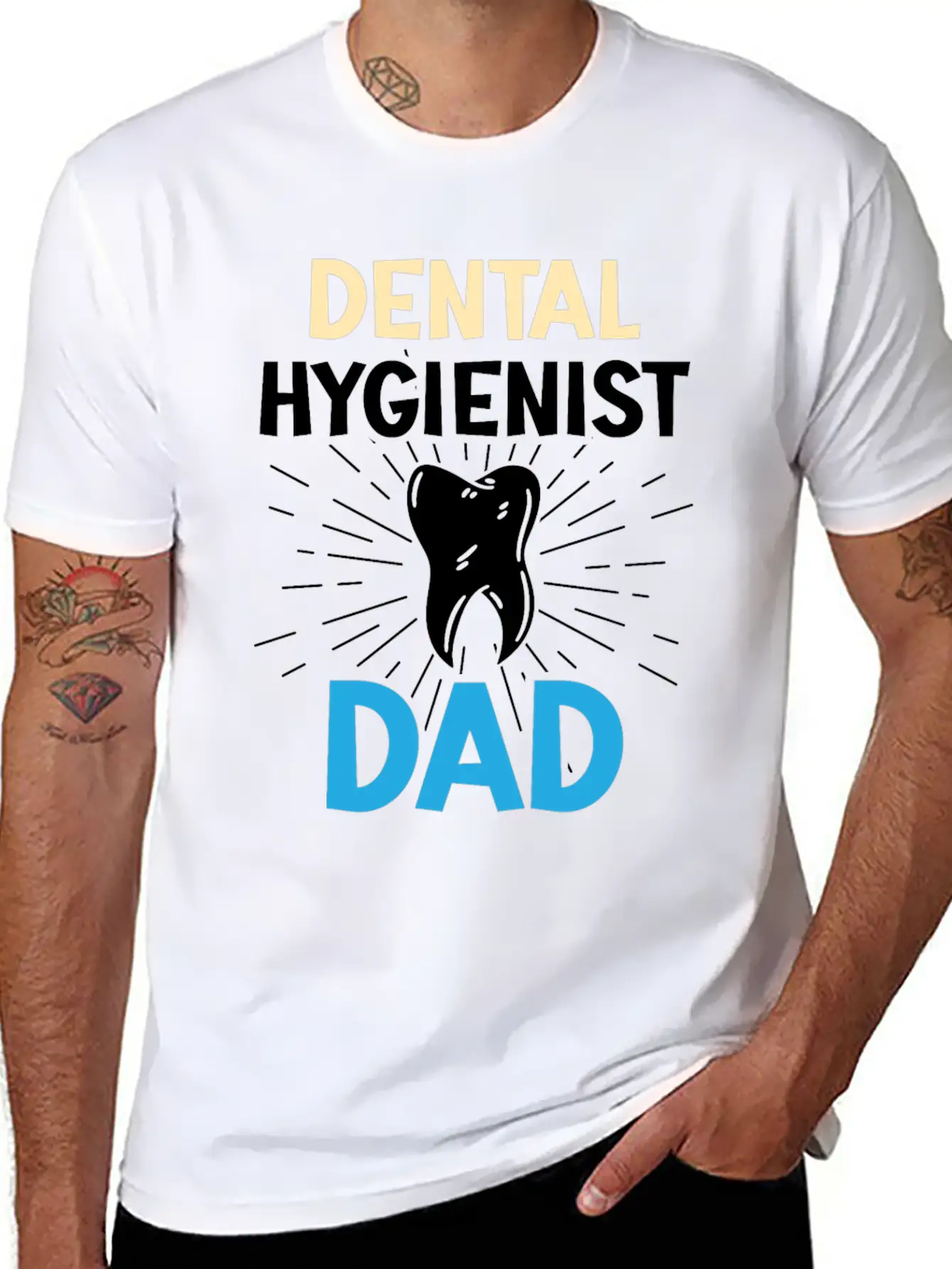 Dental Hygienist Dad Dentist Hygiene Team Clinic Casual Graphic T-Shirt – Simple And Comfortable Daily Wear
