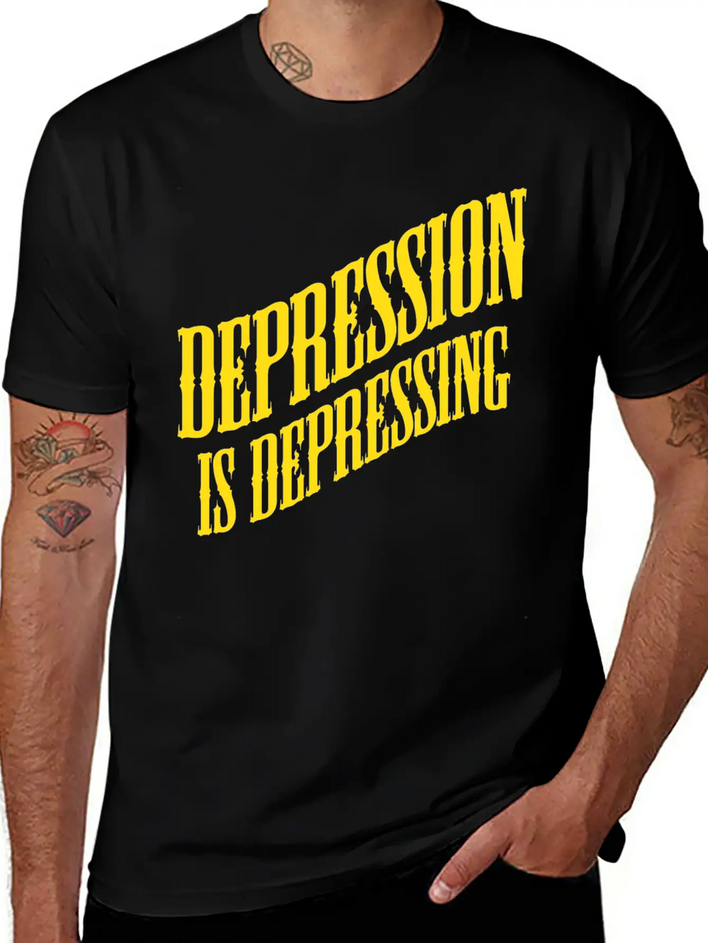 Depression Is Depressing Parody Joke Tee Unisex Short Sleeve Soft Cotton T-Shirt – Casual Everyday Wear