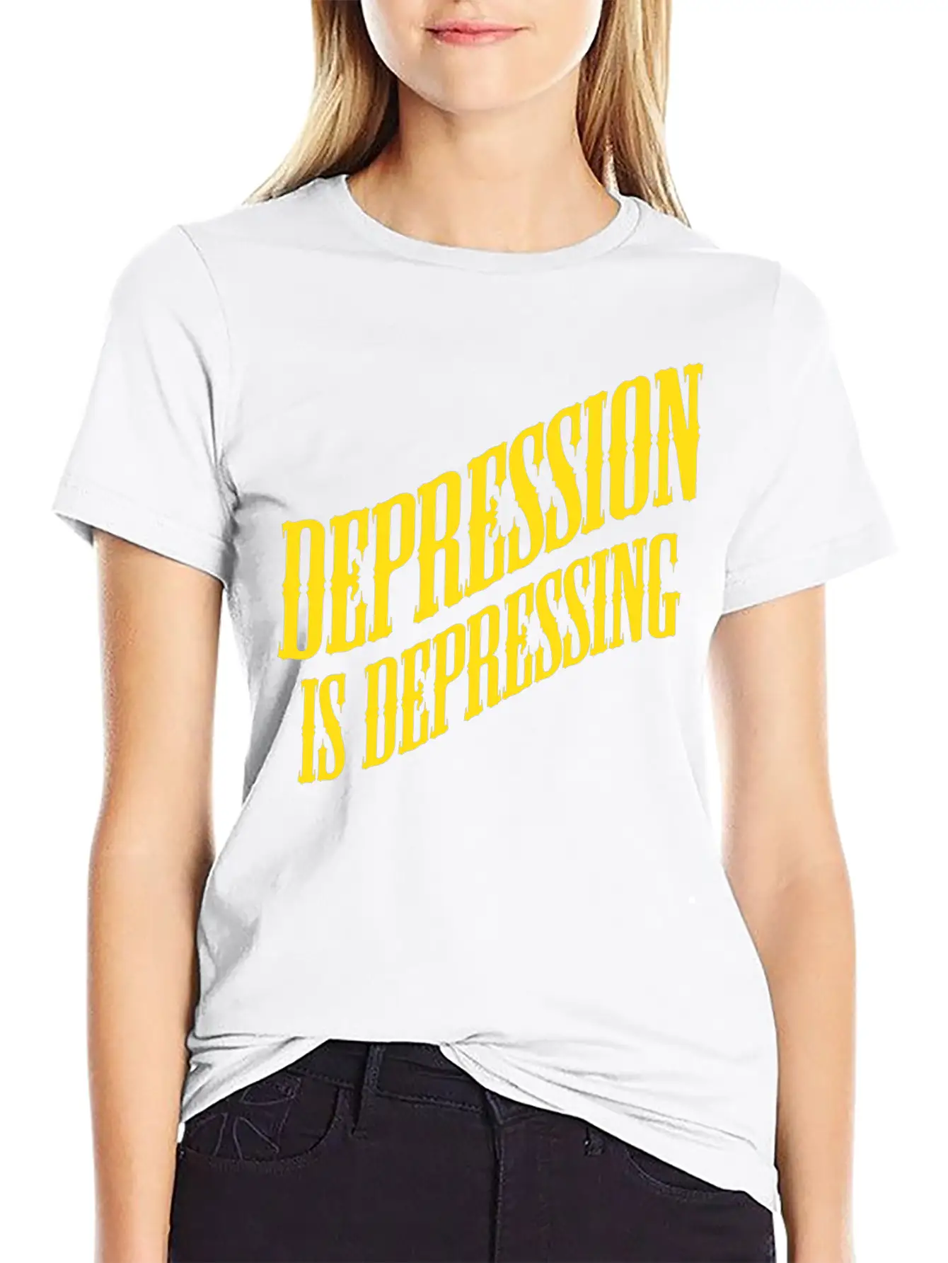 Depression Is Depressing Parody Joke Tee Unisex Short Sleeve Soft Cotton T-Shirt – Casual Everyday Wear