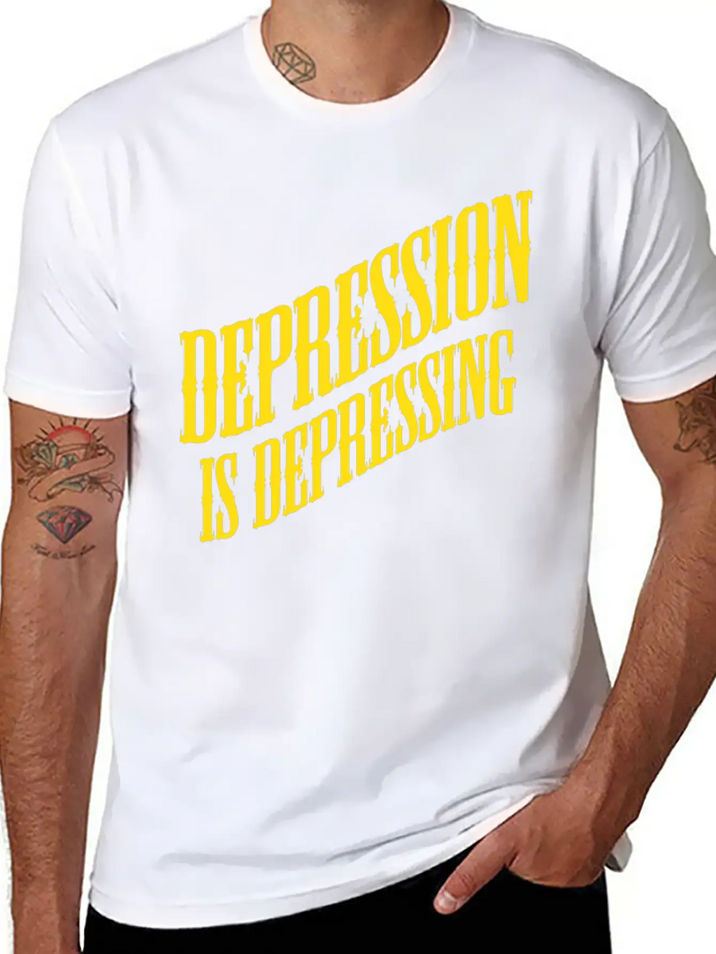 Depression Is Depressing Parody Joke Tee Unisex Short Sleeve Soft Cotton T-Shirt – Casual Everyday Wear