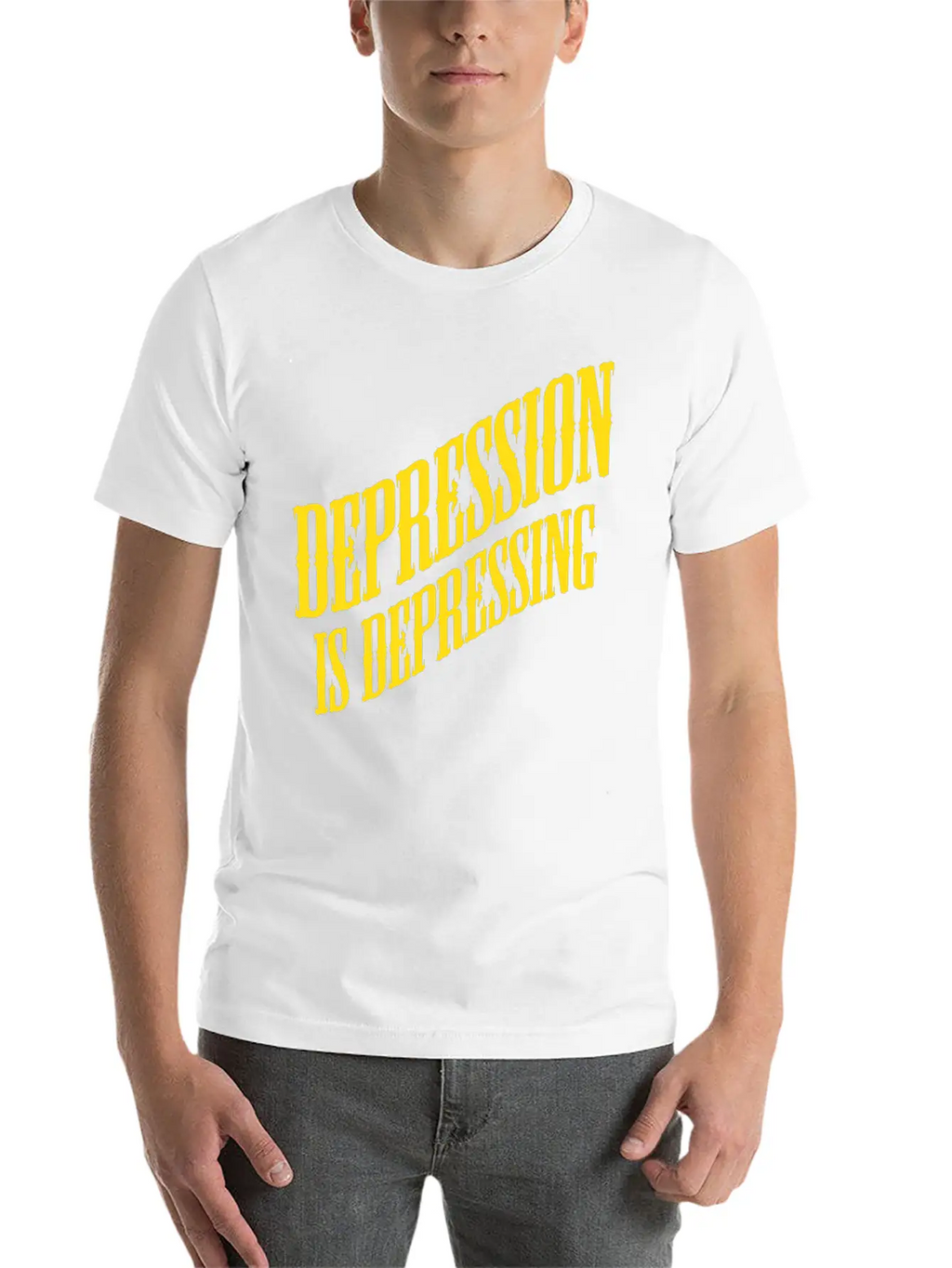 Depression Is Depressing Parody Joke Tee Unisex Short Sleeve Soft Cotton T-Shirt – Casual Everyday Wear