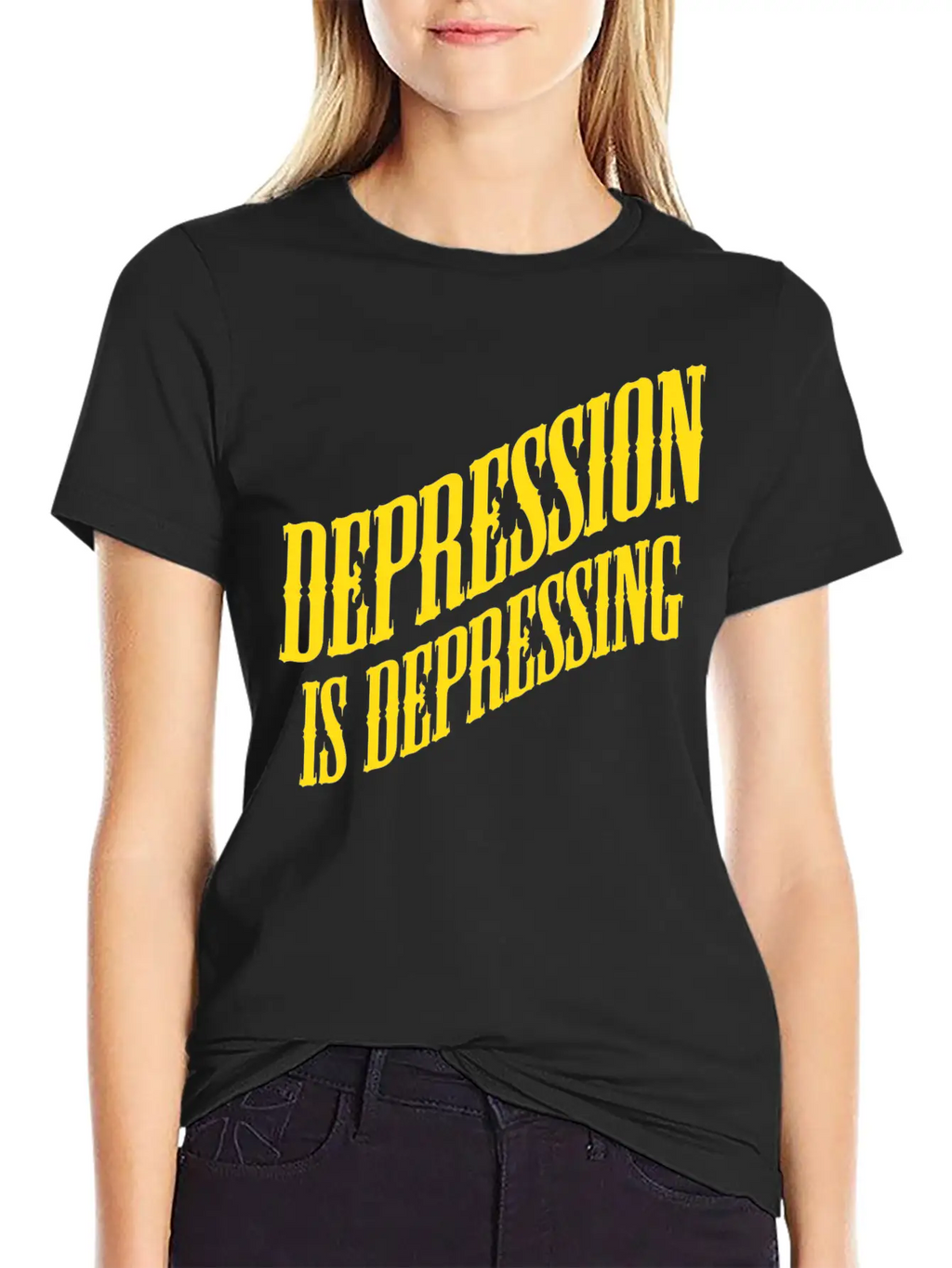 Depression Is Depressing Parody Joke Tee Unisex Short Sleeve Soft Cotton T-Shirt – Casual Everyday Wear