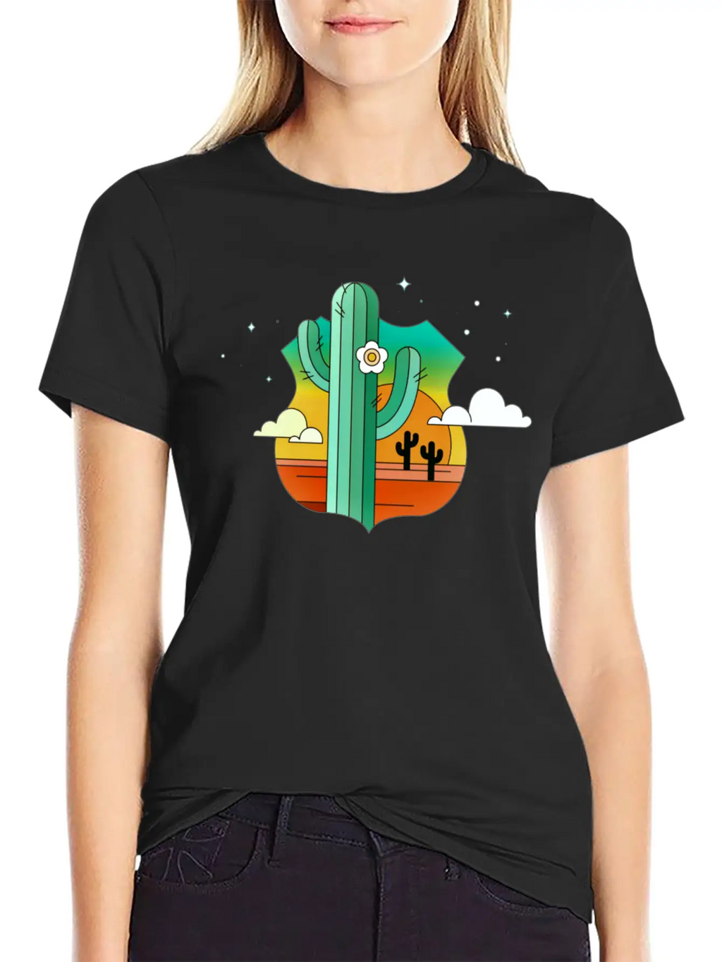 Desert Plant Logo Casual Graphic T-Shirt – Simple And Comfortable Daily Wear