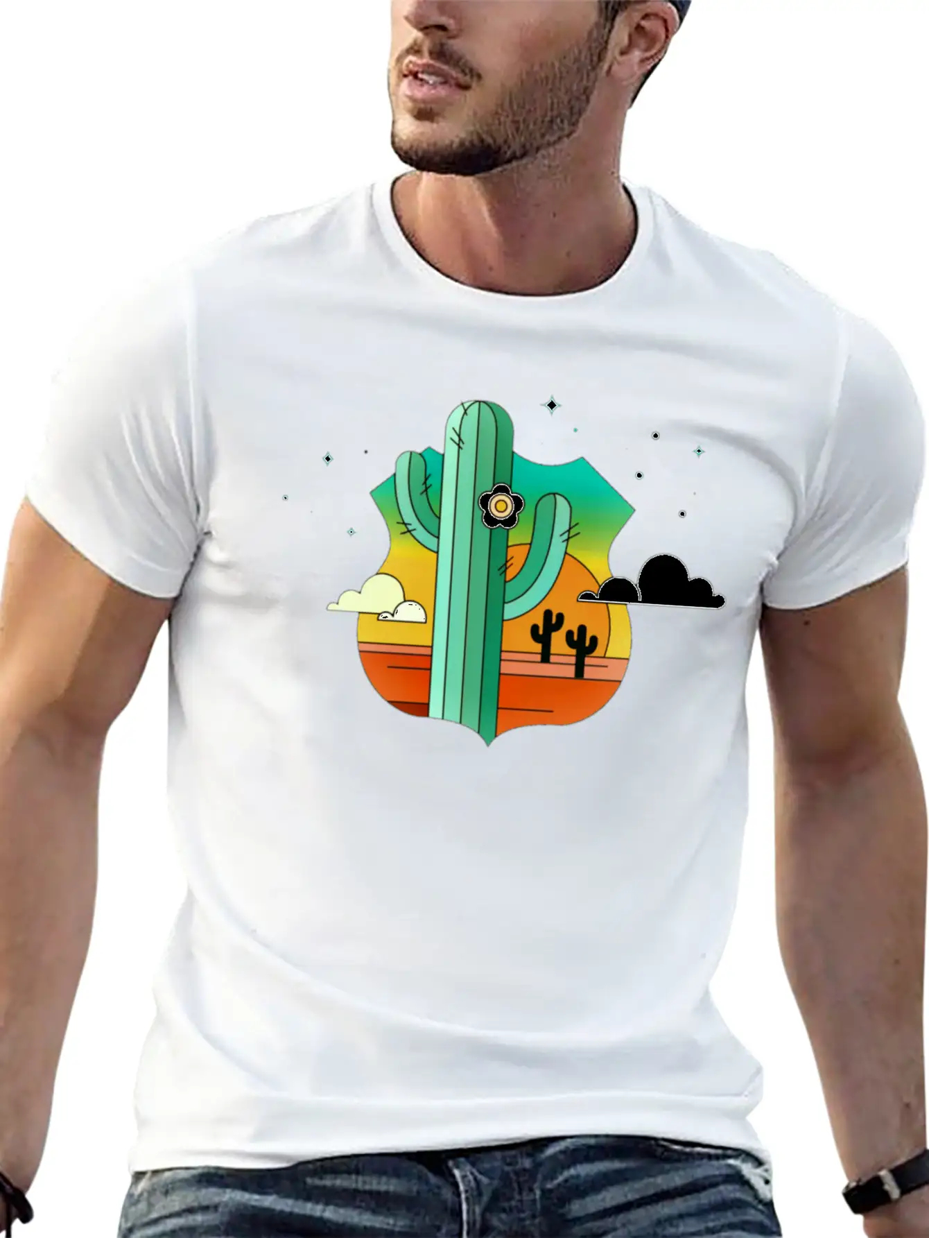 Desert Plant Logo Casual Graphic T-Shirt – Simple And Comfortable Daily Wear