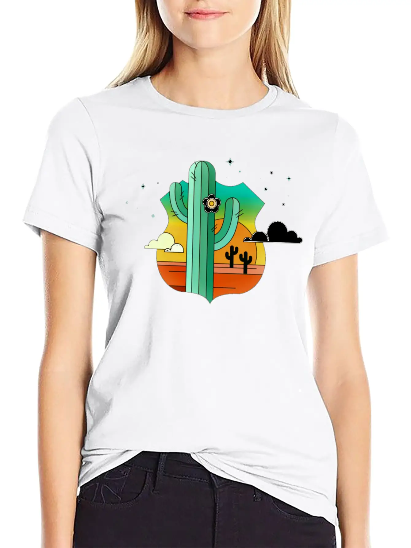 Desert Plant Logo Casual Graphic T-Shirt – Simple And Comfortable Daily Wear