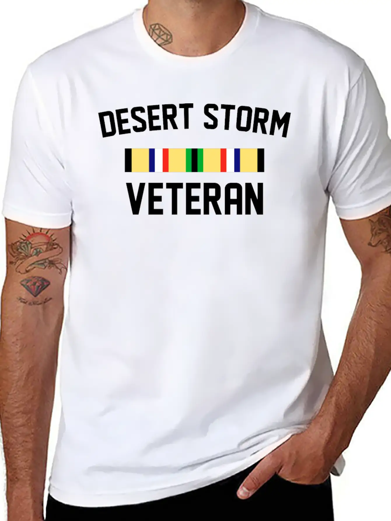 DESERT STORM VETERAN Unisex Short Sleeve Soft Cotton T-Shirt – Casual Everyday Wear
