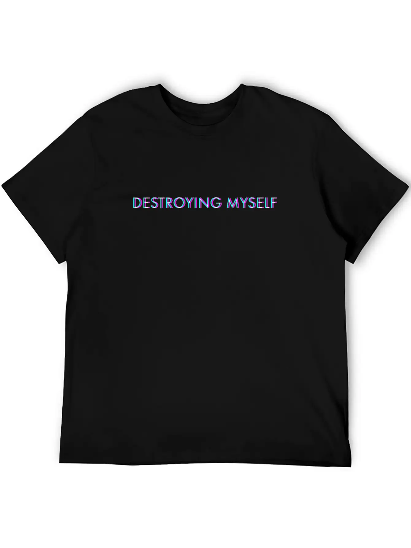 Destroying Myself Anaglyph Glitch Art Vaporwave Gi Casual Graphic T-Shirt – Simple And Comfortable Daily Wear