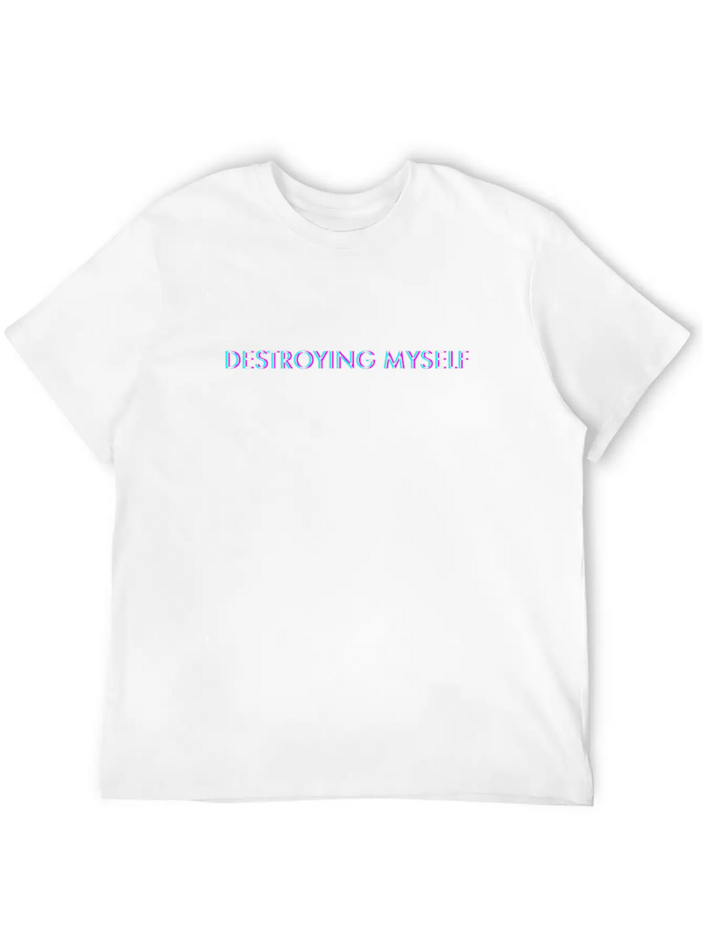 Destroying Myself Anaglyph Glitch Art Vaporwave Gi Casual Graphic T-Shirt – Simple And Comfortable Daily Wear