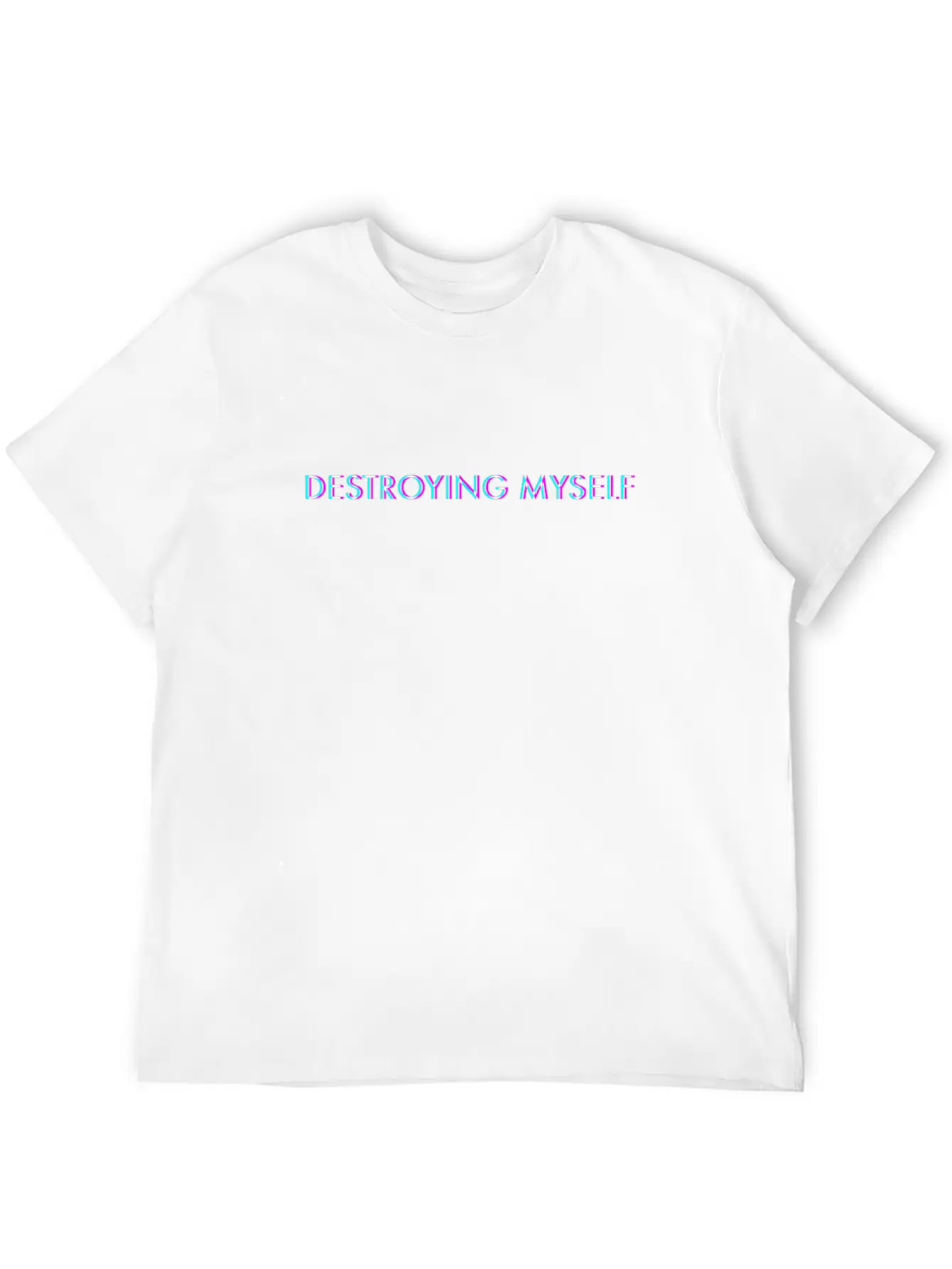 Destroying Myself Anaglyph Glitch Art Vaporwave Gi Casual Graphic T-Shirt – Simple And Comfortable Daily Wear