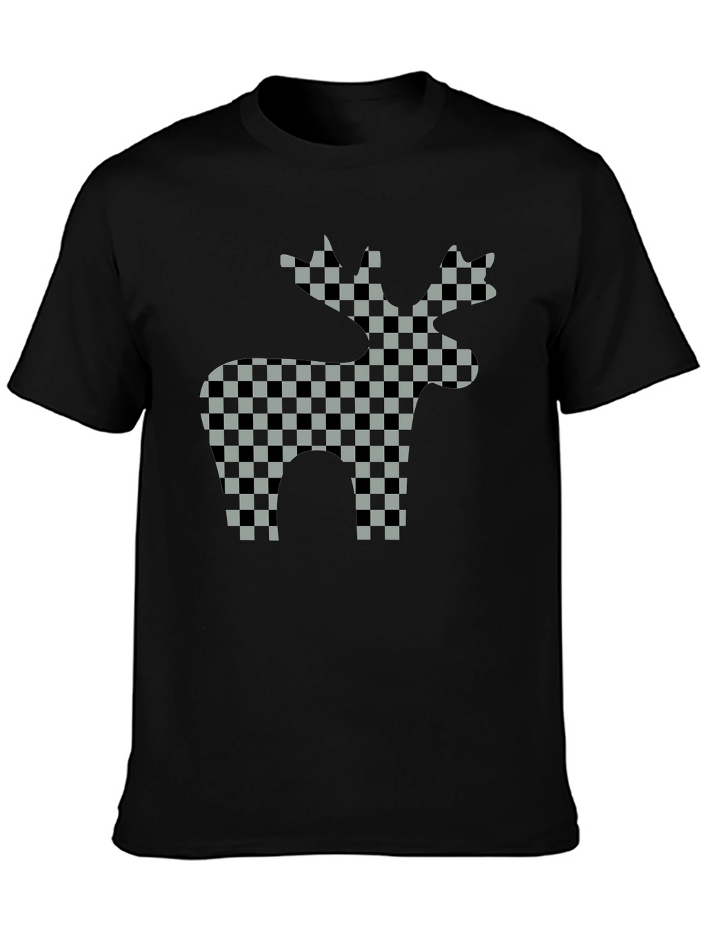 Checkered Moose Graphic T-Shirt