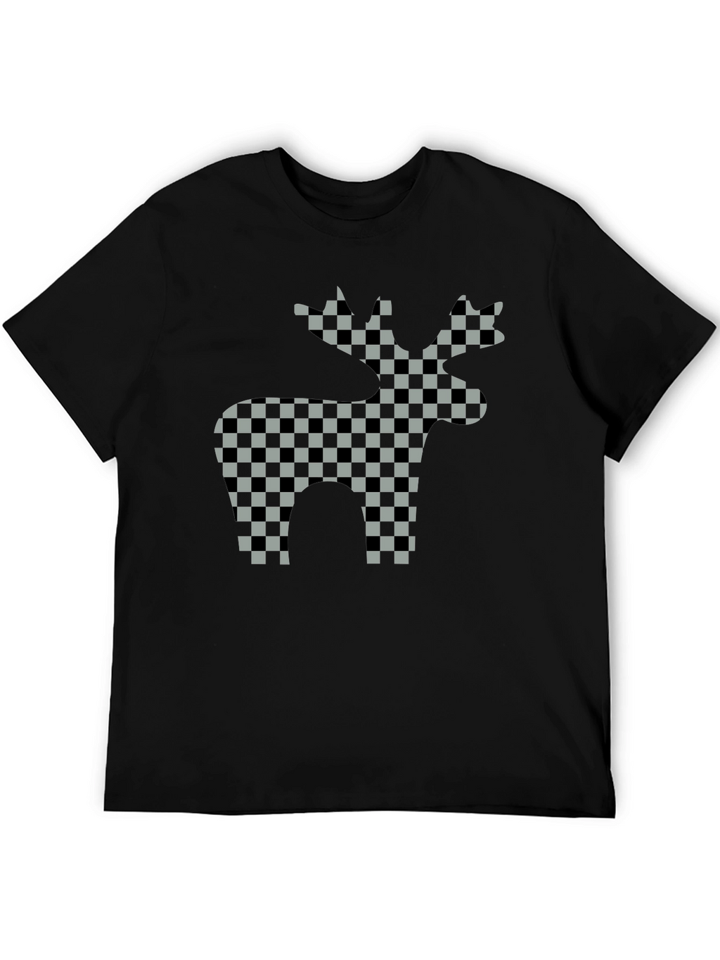 Checkered Moose Graphic T-Shirt