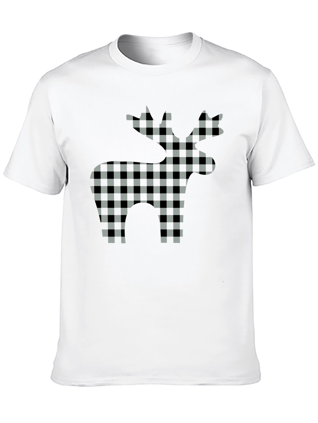 Checkered Moose Graphic T-Shirt