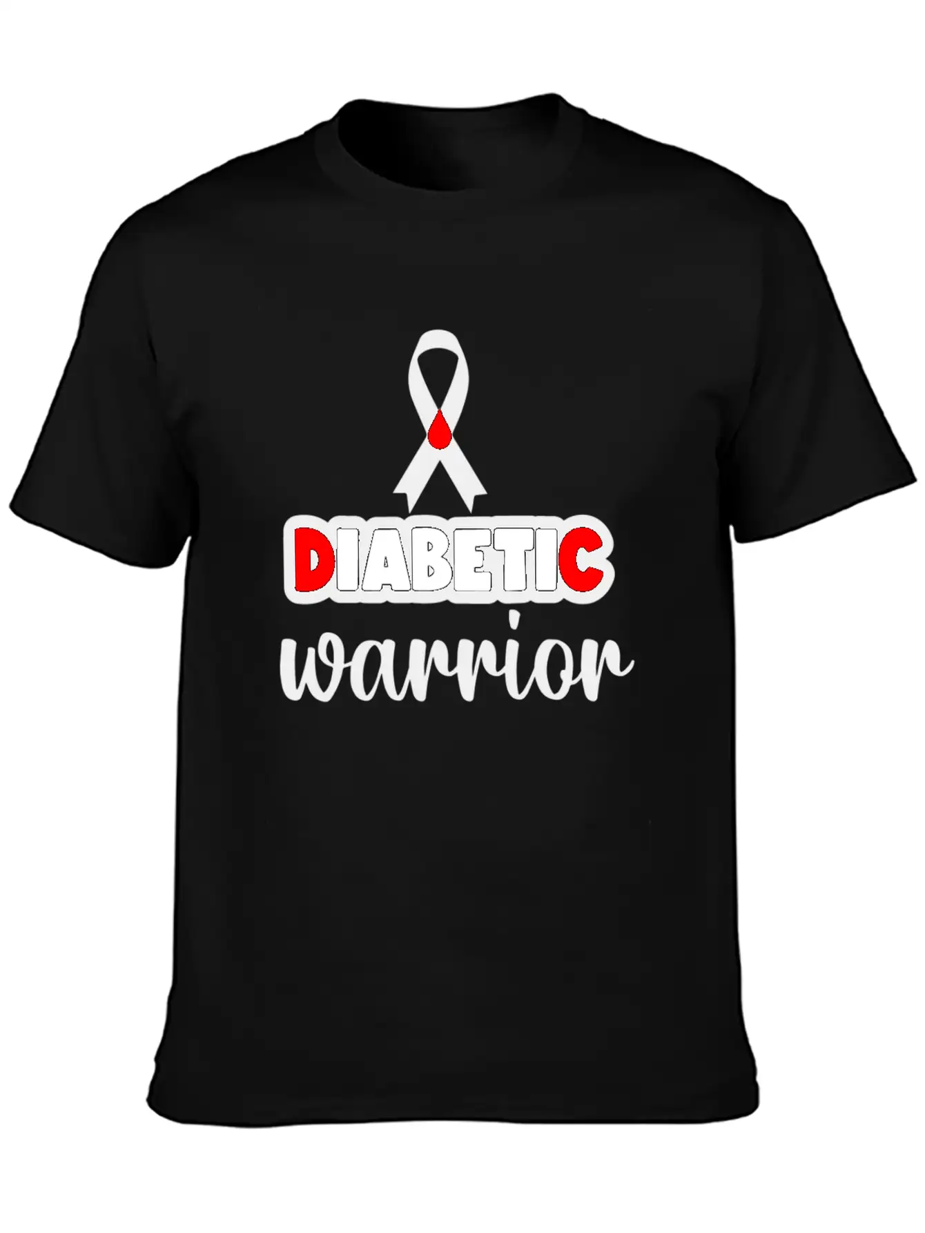 Diabetic Warrior Cancer Ribbon Diabetes Awareness Unisex Short Sleeve Soft Cotton T-Shirt – Casual Everyday Wear