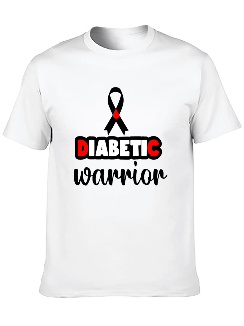 Diabetic Warrior Cancer Ribbon Diabetes Awareness Unisex Short Sleeve Soft Cotton T-Shirt – Casual Everyday Wear